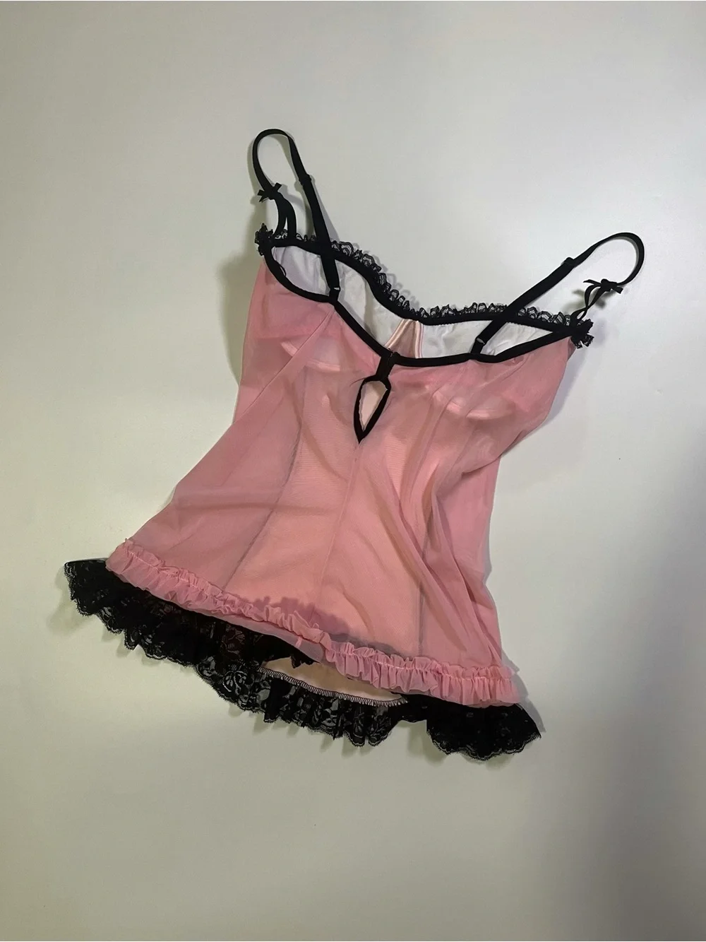 y2k pink coquette black lace bustier - Picture 3 of 3